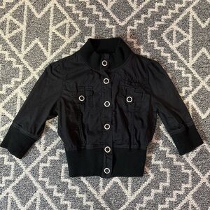 2000s button up 1/4 sleeve cropped jacket size small